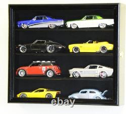 Car Display Case Black 8 Pcs Diecast 1/24 Model Wood NASCAR Matchbox Toy Cabinet