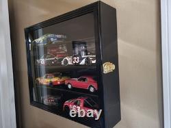 Car Display Case Black 8 Pcs Diecast 1/24 Model Wood NASCAR Matchbox Toy Cabinet
