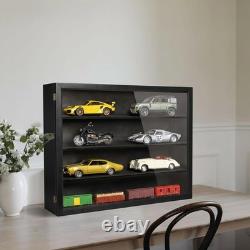 Car Display Case Black 8 Slot Diecast 1/18 Model Wood Rack Shelf Storage Cabinet