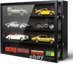 Car Display Case Black 8 Slot Diecast 1/18 Model Wood Rack Shelf Storage Cabinet