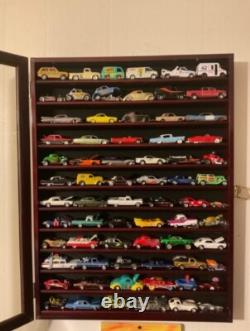 Car Display Case Cherry 12 Shelves Matchbox Model 1/64 Diecast Wood Rack Cabinet