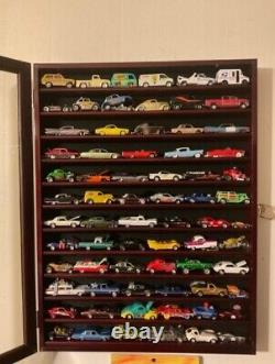Car Display Case Cherry 12 Shelves Matchbox Model 1/64 Diecast Wood Rack Cabinet