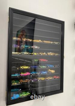 Car Display Case Cherry 12 Shelves Matchbox Model 1/64 Diecast Wood Rack Cabinet