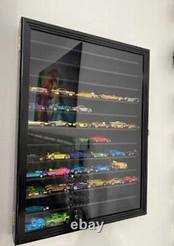 Car Display Case Cherry 12 Shelves Matchbox Model 1/64 Diecast Wood Rack Cabinet
