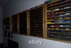 Car Display Case Cherry 12 Shelves Matchbox Model 1/64 Diecast Wood Rack Cabinet