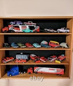 Car Display Case Oak 8 Pcs Small Diecast 124 Scale Solid Wood Toy Shelf Cabinet