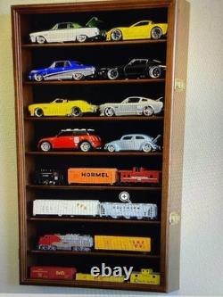 Car Display Case Walnut 16 Pcs Diecast 1/24 Scale 124 Collection Shelf Cabinet