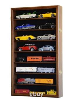 Car Display Case Walnut 16 Pcs Diecast 1/24 Scale 124 Collection Shelf Cabinet
