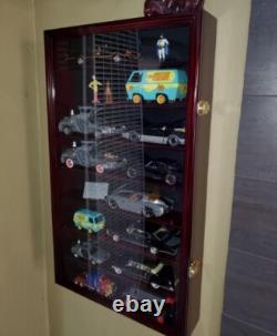 Car Display Case Walnut 16 Pcs Diecast 1/24 Scale 124 Collection Shelf Cabinet