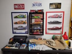 Car Display Case Walnut 4 Tier Diecast 1/18 Model Mirrored Wood Wall Toy Cabinet