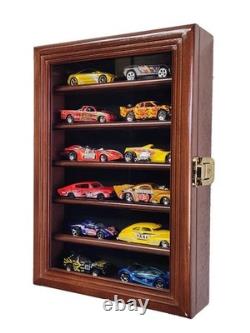Car Display Case Walnut 6 Tier Matchbox Wheels Model 1/64 Diecast Wood Cabinet