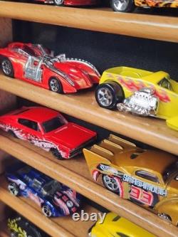 Car Display Case Walnut 6 Tier Matchbox Wheels Model 1/64 Diecast Wood Cabinet