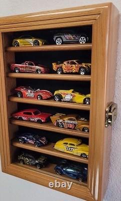 Car Display Case Walnut 6 Tier Matchbox Wheels Model 1/64 Diecast Wood Cabinet