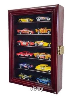 Car Display Case Walnut 6 Tier Matchbox Wheels Model 1/64 Diecast Wood Cabinet