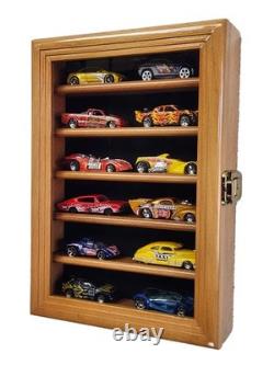 Car Display Case Walnut 6 Tier Matchbox Wheels Model 1/64 Diecast Wood Cabinet
