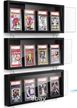 Card Display Case, 3 Pack Trading Card Display Frame Wall Mount, Wooden