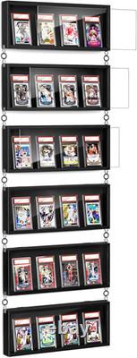 Card Display Case, 6 Pack Trading Card Display Frame Wall Mount, Wooden
