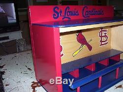 Cardinals display case for bobbleheads or baseball Dugout style Pine wood