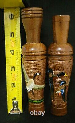 Carved Duck & Goose Call Set GREEN HEAD BRAND in Display Case