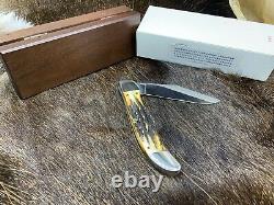 Case 1985 Stag 5165 1/2 Folding Hunter Knife With Wood Display Box Mint