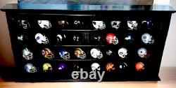 Case Wall Cabinet Pocket Pro Mini Helmets Display Holder Wood Rack UV Protected