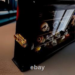 Case Wall Cabinet Pocket Pro Mini Helmets Display Holder Wood Rack UV Protected