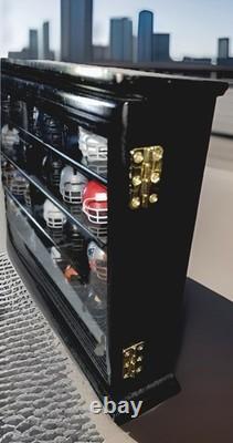 Case Wall Cabinet Pocket Pro Mini Helmets Display Holder Wood Rack UV Protected