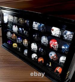 Case Wall Cabinet Pocket Pro Mini Helmets Display Holder Wood Rack UV Protected