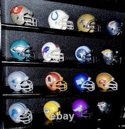 Case Wall Cabinet Pocket Pro Mini Helmets Display Holder Wood Rack UV Protected