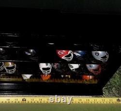 Case Wall Cabinet Pocket Pro Mini Helmets Display Holder Wood Rack UV Protected