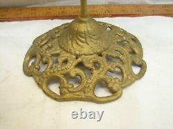 Cast Iron Victorian Ornate Hat Stand Wig Store Display Wood Top Gold Finish