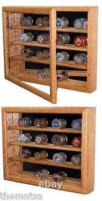Challenge Coin Collector Wall Hanging Solid Oak Wood Display Case