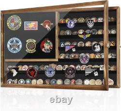 Challenge Coin Display Case, 27.6X 18.1Lockable Military Coin Holder with Remo