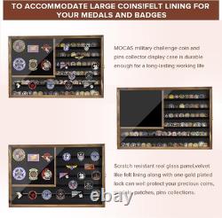 Challenge Coin Display Case, 27.6X 18.1Lockable Military Coin Holder with Remo