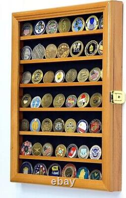 Challenge Coin Display Case 56 Oak Military Cabinet Solid Wood Shadow Box Rack