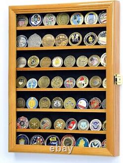 Challenge Coin Display Case 56 Oak Military Cabinet Solid Wood Shadow Box Rack