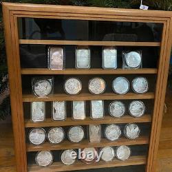 Challenge Coin Display Case 56 Oak Military Cabinet Solid Wood Shadow Box Rack