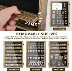 Challenge Coin Display Case Rustic 100 Pcs Military Wall Cabinet Wood Shadow Box