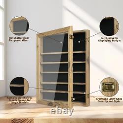 Challenge Coin Display Case Rustic 100 Pcs Military Wall Cabinet Wood Shadow Box