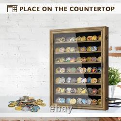 Challenge Coin Display Case Rustic 100 Pcs Military Wall Cabinet Wood Shadow Box