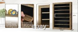 Challenge Coin Display Case Rustic 100 Pcs Military Wall Cabinet Wood Shadow Box