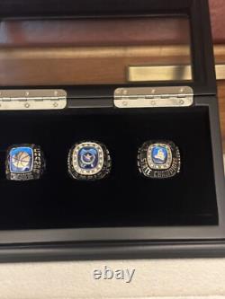 Championship Ring Display Case Black Wood 6 Slot NFL NBA Super Bowl Shadow Box