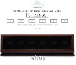 Championship Ring Display Case Black Wood 6 Slot NFL NBA Super Bowl Shadow Box