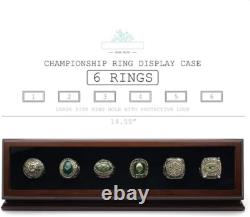 Championship Ring Display Case Black Wood 6 Slot NFL NBA Super Bowl Shadow Box