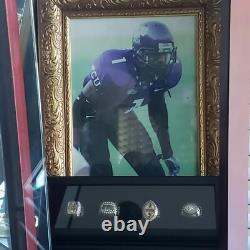 Championship Ring Display Case Black Wood 6 Slot NFL NBA Super Bowl Shadow Box