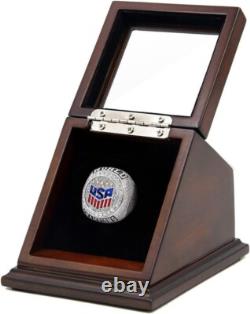 Championship Ring Display Case Mahogany Wood 7 Pcs NFL NBA Super Bowl Shadow Box