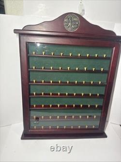 Cherry Mahogany Golf Ball Display Case Wood Cabinet Wall Mount Holds 63 L45