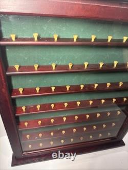Cherry Mahogany Golf Ball Display Case Wood Cabinet Wall Mount Holds 63 L45