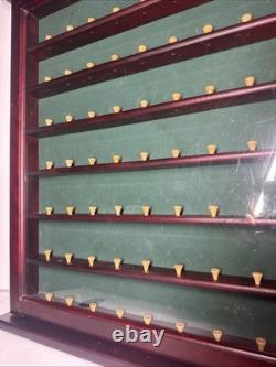 Cherry Mahogany Golf Ball Display Case Wood Cabinet Wall Mount Holds 63 L45