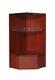 Cherry Wood Veneer Corner Pentagon Display Case With Tempered Glass Shelves